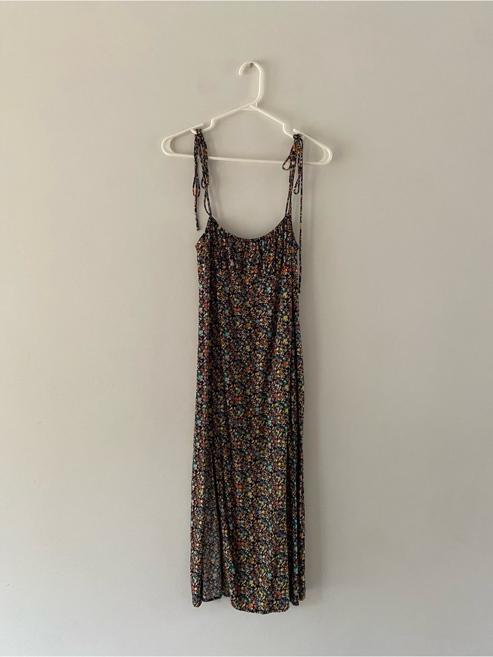 Motel Rocks Black Floral Tie-Shoulder Maxi Slip Dress